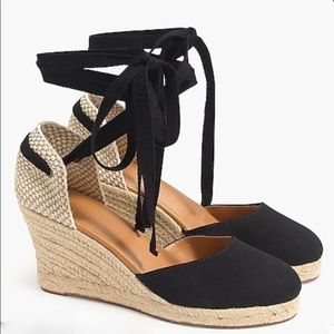 NWT J Crew Canvas Ankle Strap Wedges
